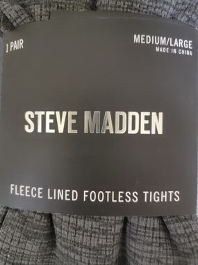 Steve Madden Fleece Lined Footless Tights - Gray